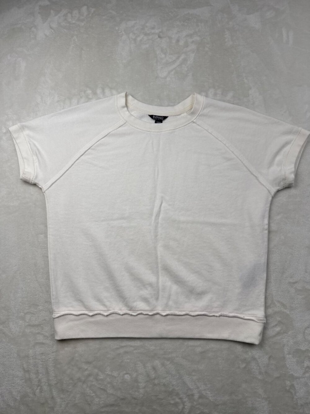 Buffalo David Bitton Womens White Short Sleeve Sweatshirt Small